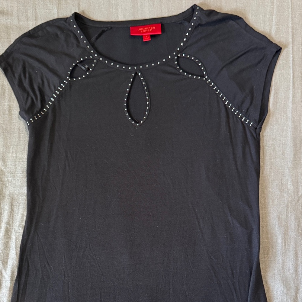 Jennifer Lopez Black Top with Silver Accents